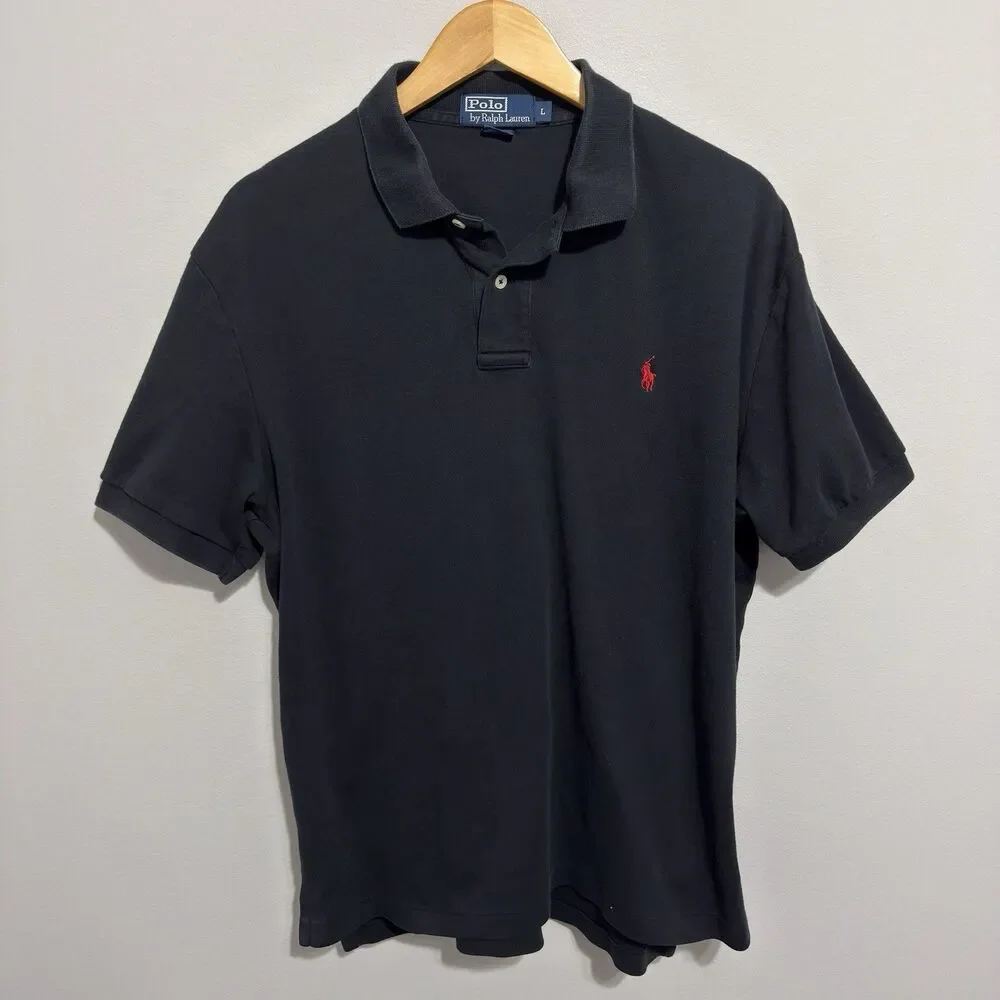 Polo Ralph Lauren Polo Shirt Black Red Pony Large